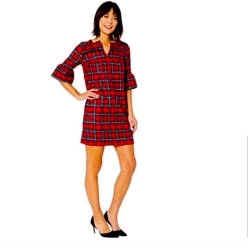 Vineyard Vines Merry Flutter Holiday Plaid Dress